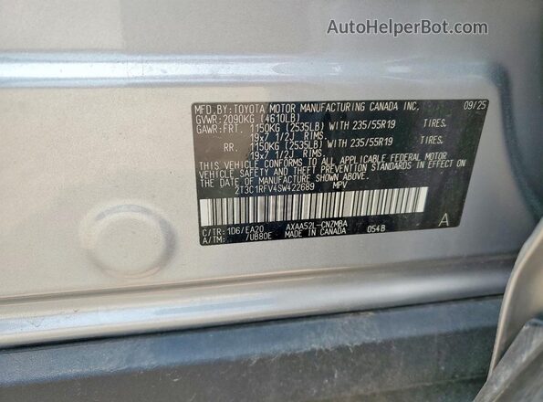 2T3C1RFV4SW422689 2025 TOYOTA RAV4 Silver სალონის 360-გრადუსიანი ხედი