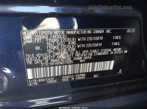 2T3C1RFV6PW273595 2023 TOYOTA RAV4 Blue Widok komory silnika