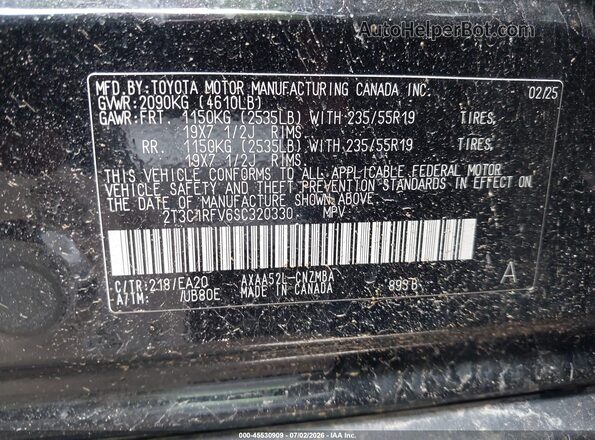 2T3C1RFV6SC320330 2025 TOYOTA RAV4 Black Вид підкапотного простору