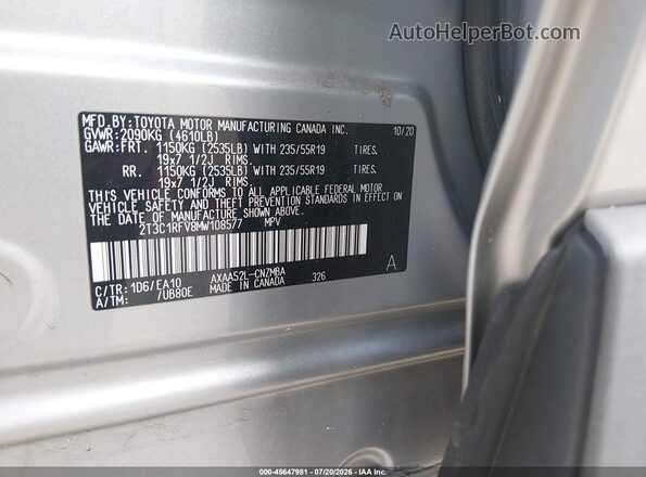 2T3C1RFV8MW108577 2021 TOYOTA RAV4 Gray ძრავის განყოფილების ხედი