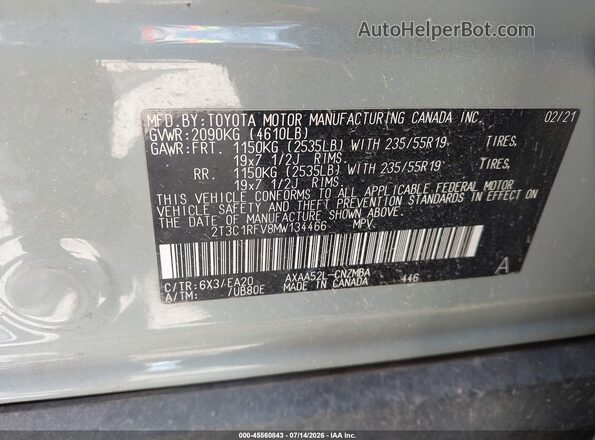 2T3C1RFV8MW134466 2021 TOYOTA RAV4 Gray Engine compartment view