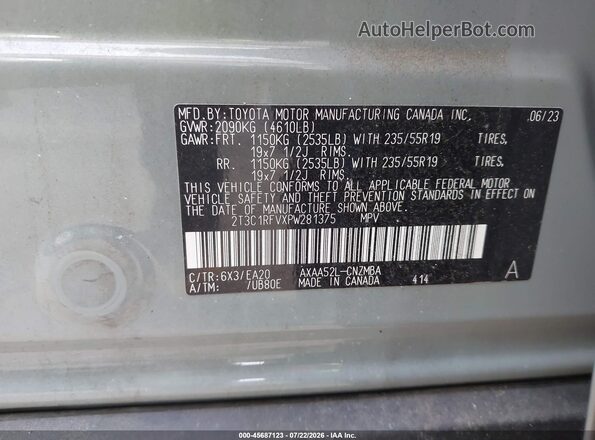 2T3C1RFVXPW281375 2023 TOYOTA RAV4 Gray Vista del compartimento del motor