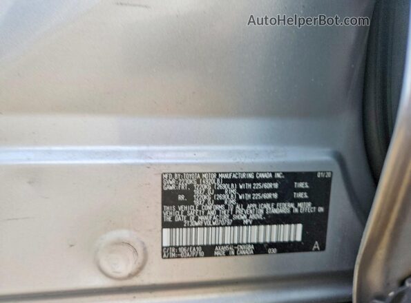 2T3DWRFV0LW070797 2020 TOYOTA RAV4 Silver VIN კოდის სტიკერის ხედი