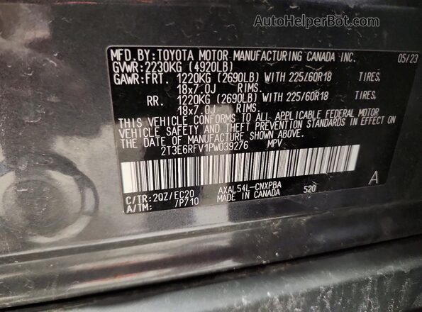 2T3E6RFV1PW039276 2023 TOYOTA RAV4 Gray Vista interior de 360 grados