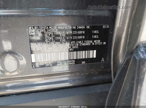 2T3E6RFV2RW059703 2024 TOYOTA RAV4 HYBRID Серый Вид подкапотного пространства