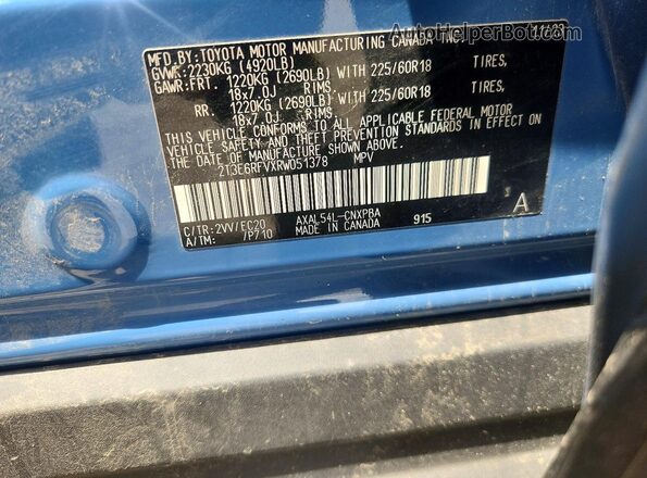 2T3E6RFVXRW051378 2024 TOYOTA RAV4 Blue Vista interior de 360 grados