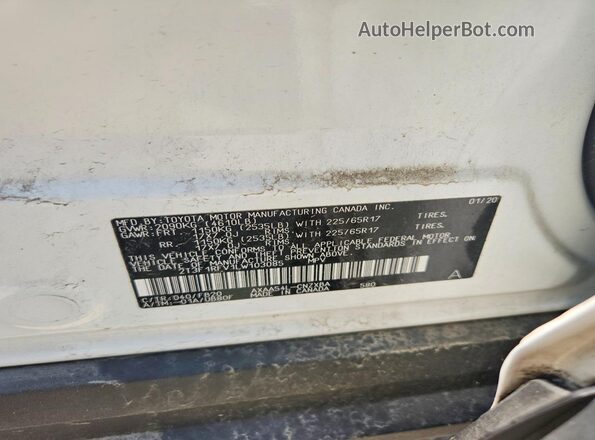 2T3F1RFV1LW103085 2020 TOYOTA RAV4 White 360 interior view