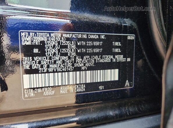 2T3F1RFV1RC461457 2024 TOYOTA RAV4 Black Շարժիչի բաժամունքի տեսք