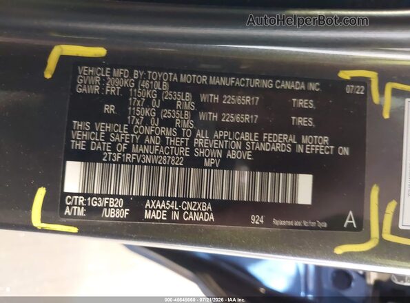 2T3F1RFV3NW287822 2022 TOYOTA RAV4 Gray Vista del compartimento del motor