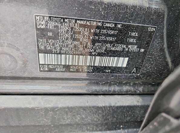 2T3F1RFV3SC499813 2025 TOYOTA RAV4 Gray Vista de la etiqueta del VIN