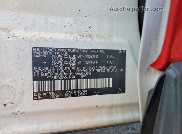 2T3F1RFV3SW581720 2025 TOYOTA RAV4 White Вид підкапотного простору