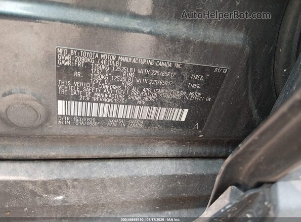 2T3F1RFV4KW015761 2019 TOYOTA RAV4 Gray Engine compartment view