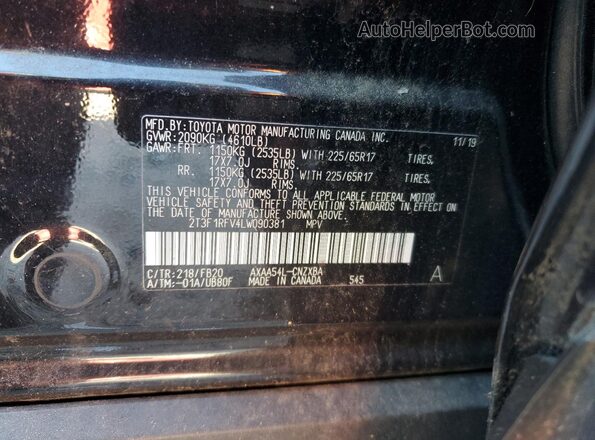 2T3F1RFV4LW090381 2020 TOYOTA RAV4 Black Вид наклейки з VIN-кодом