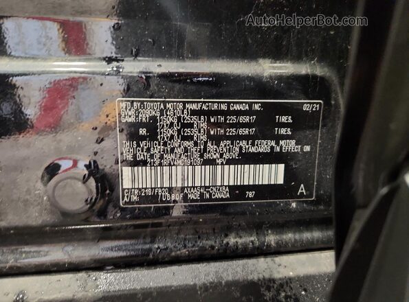 2T3F1RFV4MC191097 2021 TOYOTA RAV4 Black VIN კოდის სტიკერის ხედი