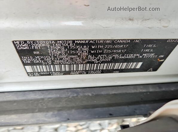 2T3F1RFV4NW263979 2022 TOYOTA RAV4 White Սալոնի 360 աստիճան տեսք