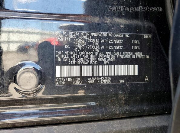 2T3F1RFV4NW315093 2022 TOYOTA RAV4 Black Շարժիչի բաժամունքի տեսք