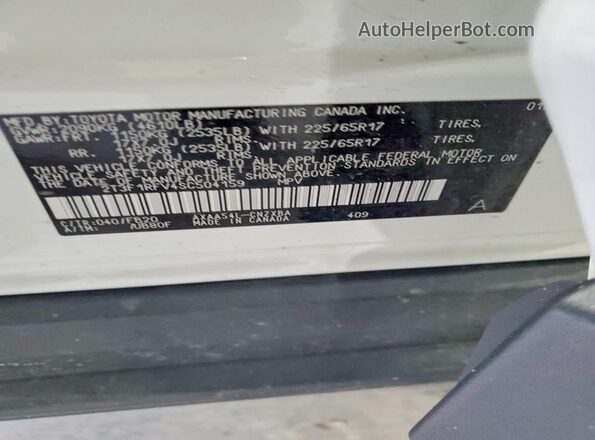 2T3F1RFV4SC504159 2025 TOYOTA RAV4 White Панорамний вид салону 360°