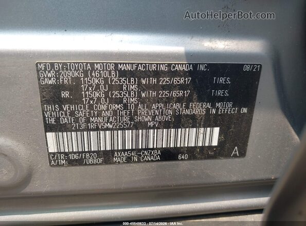 2T3F1RFV5MW225577 2021 TOYOTA RAV4 Silver Engine compartment view