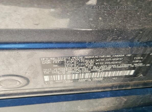 2T3F1RFV5NW312946 2022 TOYOTA RAV4 Charcoal VIN կոդի պիտակի տեսք