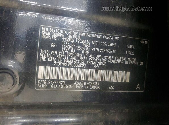 2T3F1RFV8LC068367 2020 TOYOTA RAV4 Black Widok komory silnika