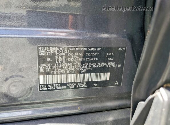 2T3F1RFV8LC091664 2020 TOYOTA RAV4 Gray Widok wnętrza 360 stopni