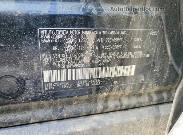 2T3F1RFV8PC387970 2023 TOYOTA RAV4 Black Vista de la etiqueta del VIN