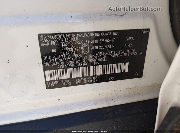 2T3F1RFV8RC458264 2024 TOYOTA RAV4 White ძრავის განყოფილების ხედი