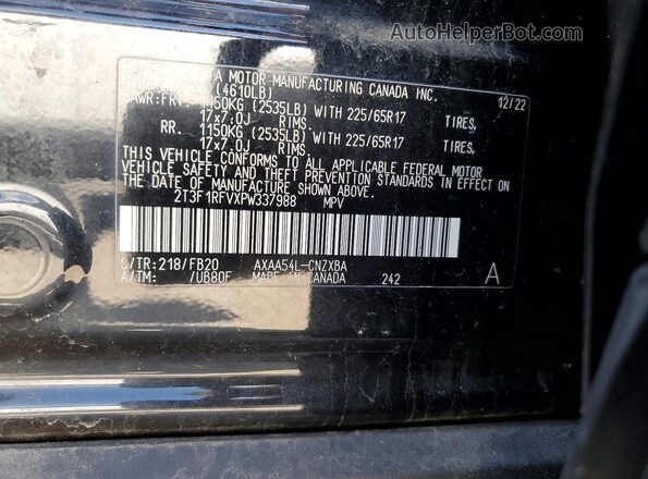 2T3F1RFVXPW337988 2023 TOYOTA RAV4 Black Widok naklejki z numerem VIN