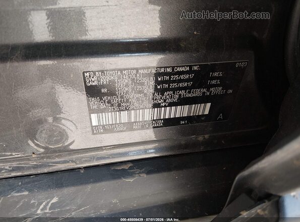2T3G1RFV2PC336789 2023 TOYOTA RAV4 Gray ძრავის განყოფილების ხედი