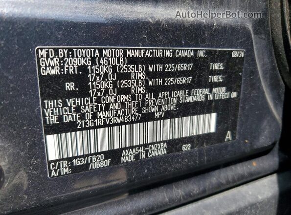 2T3G1RFV3RW483477 2024 TOYOTA RAV4 Gray Vista interior de 360 grados