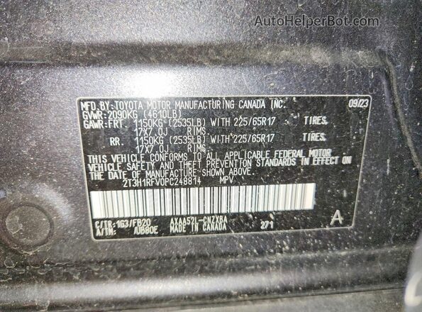 2T3H1RFV0PC248814 2023 TOYOTA RAV4 Gray Widok wnętrza 360 stopni