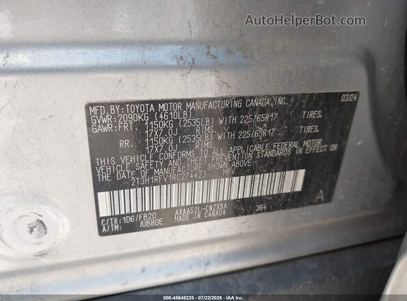 2T3H1RFV1RC274423 2024 TOYOTA RAV4 Silver ძრავის განყოფილების ხედი