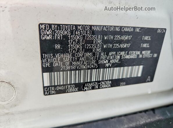 2T3H1RFV2RW340475 2024 TOYOTA RAV4 White ძრავის განყოფილების ხედი