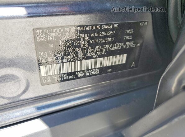 2T3H1RFV3KC032707 2019 TOYOTA RAV4 Gray Սալոնի 360 աստիճան տեսք