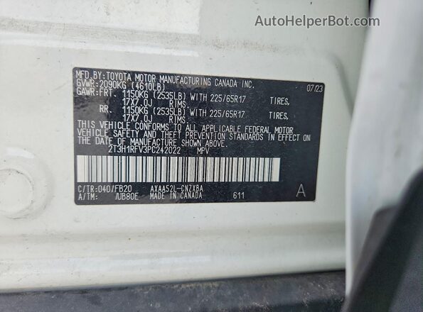 2T3H1RFV3PC242022 2023 TOYOTA RAV4 White Սալոնի 360 աստիճան տեսք