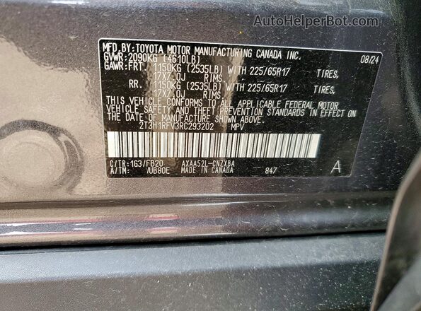2T3H1RFV3RC293202 2024 TOYOTA RAV4 Серый Вид подкапотного пространства