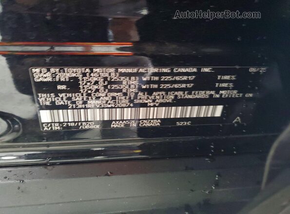 2T3H1RFV3SW420874 2025 TOYOTA RAV4 Black Vista de la etiqueta del VIN