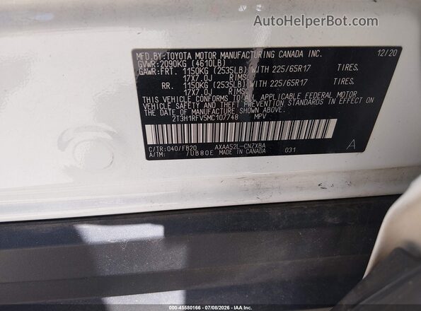 2T3H1RFV5MC107748 2021 TOYOTA RAV4 White Вид підкапотного простору