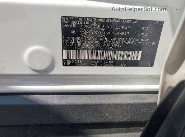 2T3H1RFV5RW310435 2024 TOYOTA RAV4 White VIN კოდის სტიკერის ხედი