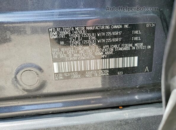 2T3H1RFV5RW346724 2024 TOYOTA RAV4 Серый Вид наклейки с VIN-кодом