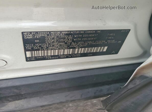 2T3H1RFV7MC129847 2021 TOYOTA RAV4 White Vista de la etiqueta del VIN
