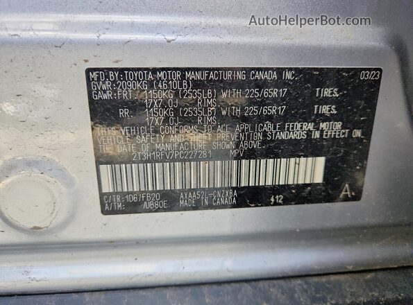 2T3H1RFV7PC227281 2023 TOYOTA RAV4 Silver Widok komory silnika