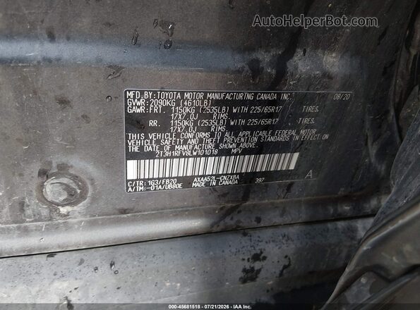 2T3H1RFV8LW101018 2020 TOYOTA RAV4 Gray Вид підкапотного простору