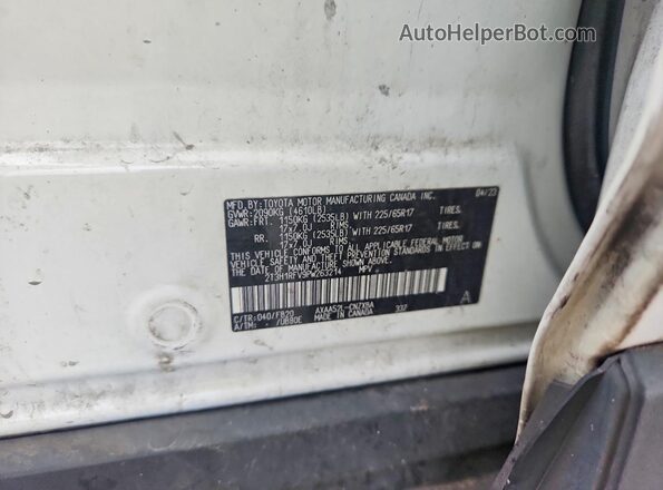 2T3H1RFV9PW263214 2023 TOYOTA RAV4 White Widok naklejki z numerem VIN