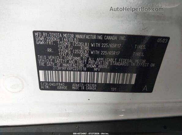 2T3H1RFVXPC231518 2023 TOYOTA RAV4 Белый Вид подкапотного пространства