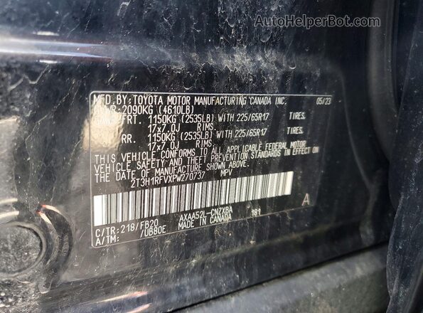2T3H1RFVXPW270737 2023 TOYOTA RAV4 Черный Панорамный вид салона 360°