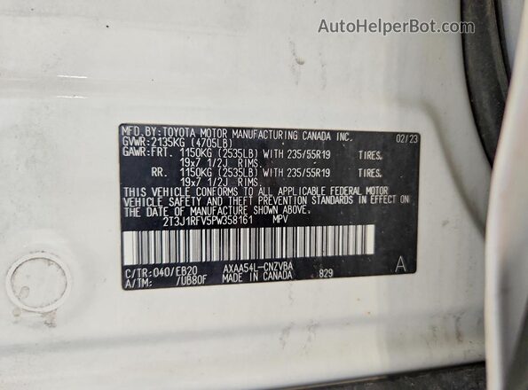 2T3J1RFV5PW358161 2023 TOYOTA RAV4 White Շարժիչի բաժամունքի տեսք