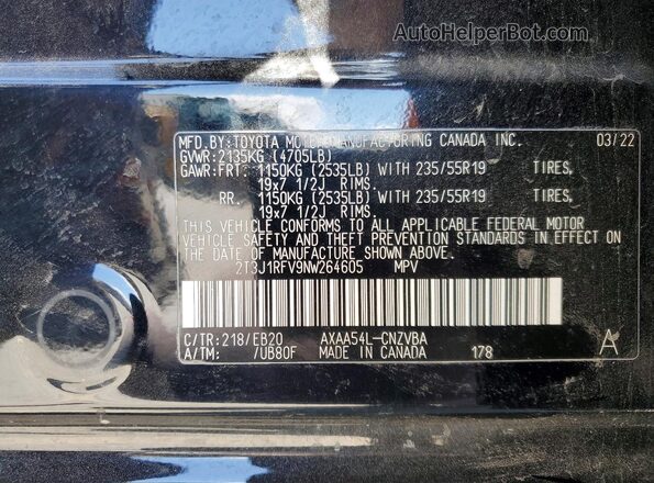 2T3J1RFV9NW264605 2022 TOYOTA RAV4 Черный Вид подкапотного пространства
