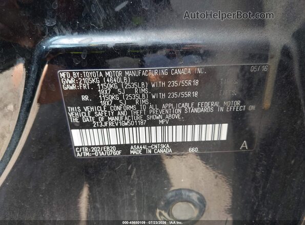 2T3JFREV1GW501187 2016 TOYOTA RAV4 Black Widok komory silnika