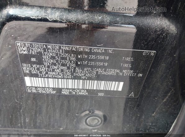 2T3JFREV4GW516461 2016 TOYOTA RAV4 Black Vista del compartimento del motor